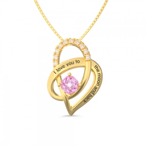I Love You To The Moon and Back Heart Necklace for Her Gold Plated