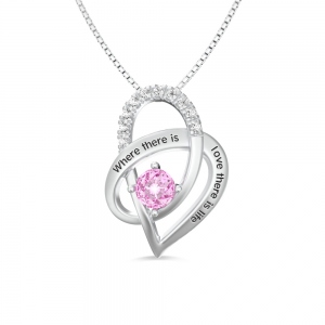 Personalized Heart Necklace with Birthstone