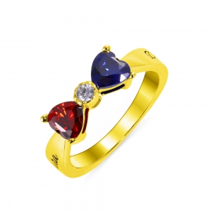 2018 Promise Ring Custom Heart Birthstone Bow Ring Gold Plated