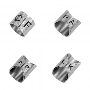 Engraved Armor Ring Wide Cuff Stainless Steel