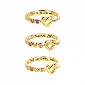 Personalized Birthstone Heart Ring in Gold