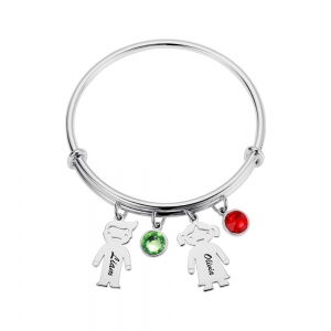 Personalized Children Charm with Birthstone Bracelet