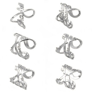 Customized Infinity Name Ring in Silver 