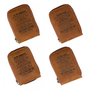 Personalized RFID Blocking Genuine Leather ID Card Wallet