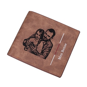 Personalized Short Photo Leather Wallet for Men