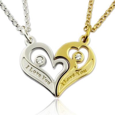 Couple's Breakable Heart Necklace With Birthstones