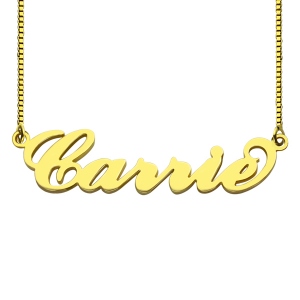 Gold Sex and The City Carrie Name Necklace Box Chain