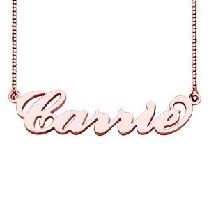 Carrie Name Necklace & Box Chain In Rose Gold
