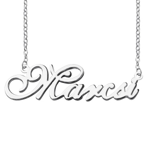 Custom Sterling Silver Nameplate Necklace for Anniversary