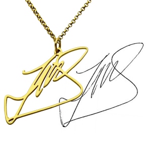 Custom Necklace with Your Own Signature Gold Plated Silver