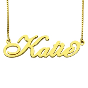 Personalized Necklace Nameplate Carrie in Gold