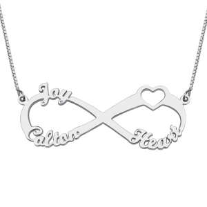 Mother's Day Infinity Necklace Gift with Heart and Names