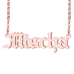 Rose Gold Old English Style Name Necklace