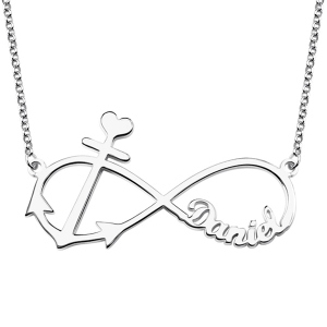 Forever Love Infinity Anchor Name Necklace Silver