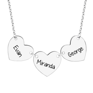 Custom Engraved Heart Necklace Sterling Silver