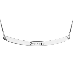 Curved Bar Pendant Necklace Sterling Silver