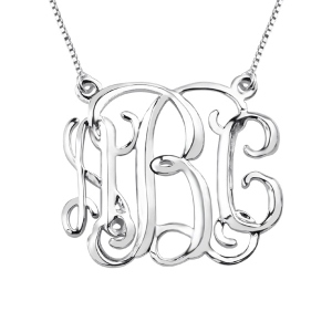 Personalized Cube Monogram Initials Necklace Sterling Silver