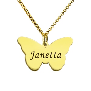 Custom Charming Butterfly Pendant Engraved Name 18k Gold Plated