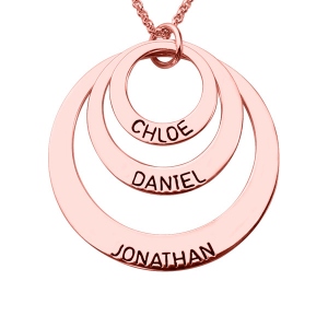 Engraved Three Disc Necklace for Mothers in Rose Gold