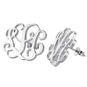 Monogram Stud Earring In Sterling Silver
