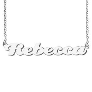 Personalized Sterling Silver Puff Font Namplate Necklace