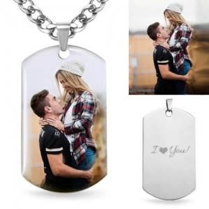 Personalized Photo-Embedded Stainless Steel Necklace, Dog Tag, Gift for Him/Her/Couple/Kid, Valentine's Day, Father's Day, Christmas, Birthday Gift