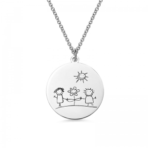 Personalized Graffiti Disc Necklace in Silver